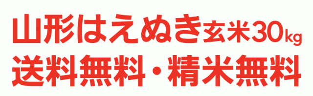 山形はえぬき玄米30kg送料無料・精米無料