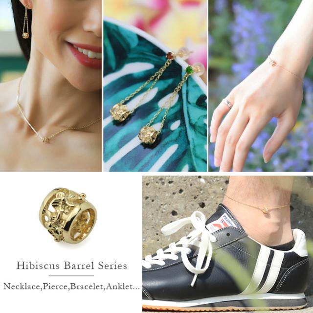 【14K】ハワイアンジュエリー　アンクレット　ハイビスカス【美品】 ハワイアンジュエリー アンクレット レディース 14k 14金