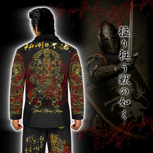 半袖 セットアップジャージ 服 BLOOD MONEY TOKYO 鎧武者 侍 和