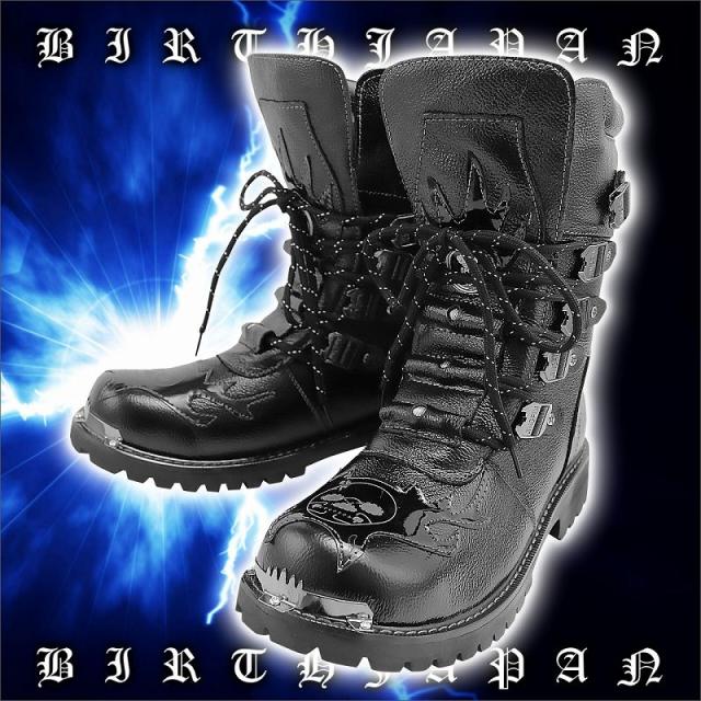 送料無料スタッズ×ベルトロングブーツ黒□靴悪羅悪羅系オラオラ系