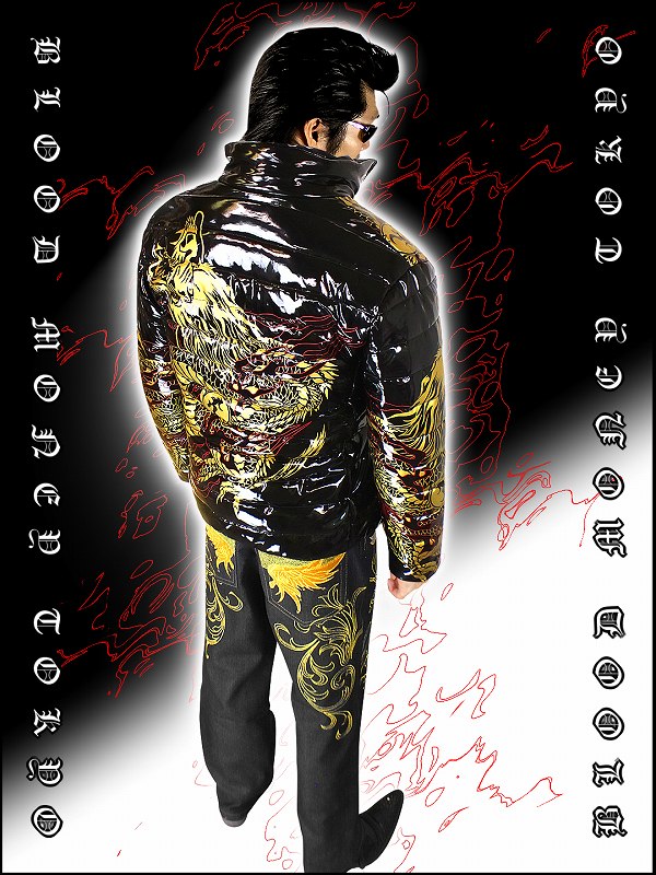 送料無料14038黒 -BLOOD MONEY TOKYO-中綿ジャケット 悪羅悪羅系オラオラ系ヤカラグヤクザヤンキーチンピラ暴走族ダウンジャケット風服 悪党の店 バースジャパン BIRTHJAPAN