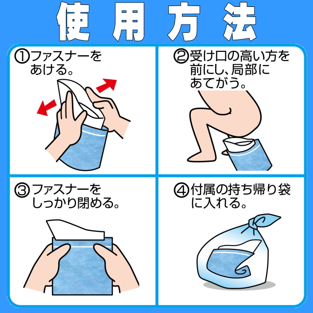 携帯トイレ 携帯便所 携帯ミニトイレ プルプル 男性用 女性用 子供用 大人用 渋滞 災害 震災 地震 洪水 台風 避難 対策 入院 介護 排泄介助 尿 持ち運び 車中 山歩き 登山
