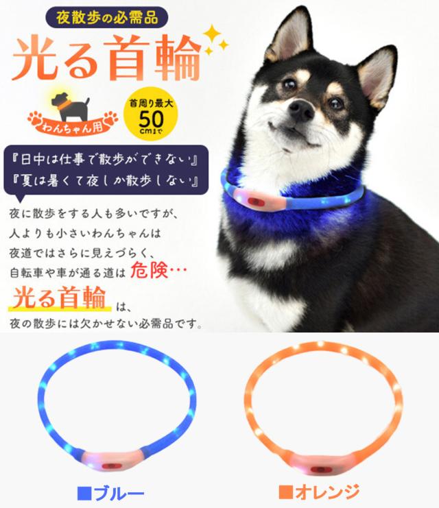 首輪 犬 光る首輪 送料無料 犬の首輪 犬用品夜間発光首輪 USB充電式 LEDライト 散歩 安全 ドッググッズ 安全グッズ 夜用 軽量 くびわ 犬 夜散歩 ITFC