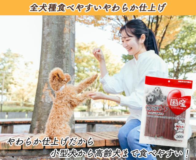 犬 おやつ やわらかビーフ スティックタイプ 1P 360g 送料無料 全犬種用 犬用おやつ ドッグフード ペットフード 乾燥肉 国産素材使用 国産 ITFC