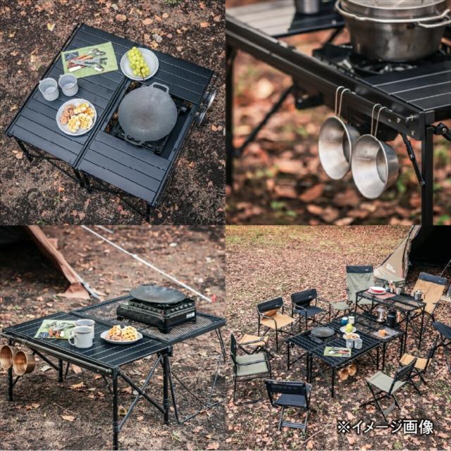 テントファクトリー カスタムブリッジテーブル キャンプテーブル バーベキューテーブル 折りたたみ ローテーブル 81×41.5cm 高さ41cm アルミフレーム 軽量 コンパクト 持ち運び ブリッジ バーナー コンロ台 キャリーバッグ付き おしゃれ TF-BRT78