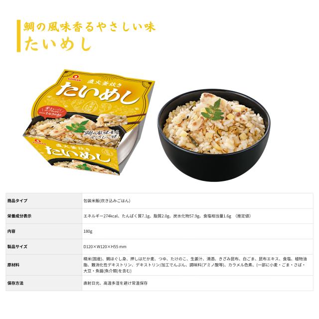 おくさま印 直火釜炊き たいめし 栄養成分表示