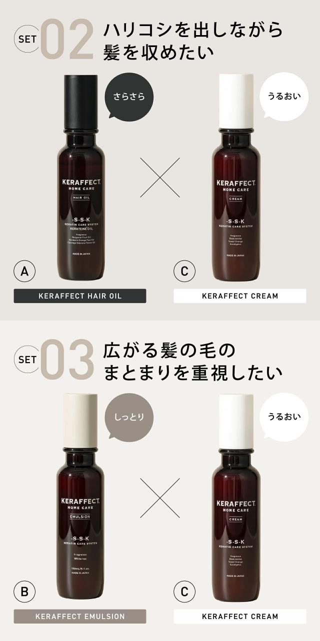 ハリコシを出しながら髪を抑えたいならオイルとクリーム 広がる髪の毛のまとまりを重視したいならエマルジョンとクリーム