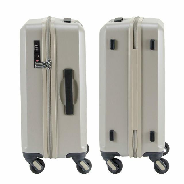 フリクエンターのリエーヴェ4輪キャリーのグレージュ、側面フォト。