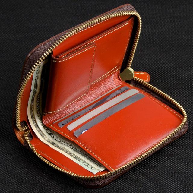 財布 お札を入れた画像 テラコッタ色 内装 財 TAKARA  ラウンド財布（小） 嘉玄 商品番号 1-142-12