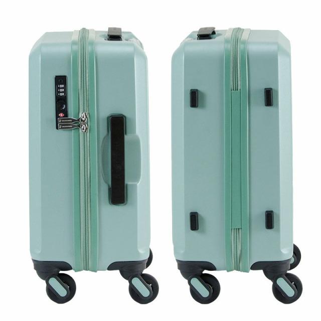 フリクエンターのリエーヴェ4輪キャリーのミントグリーン、側面フォト。