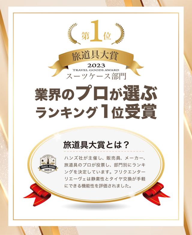 2023年　旅道具大賞　スーツケース部門　1位