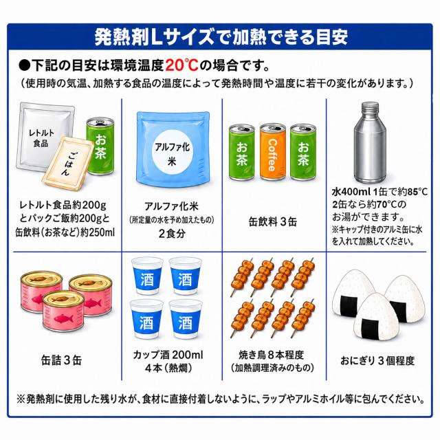 モーリアン発熱剤Lサイズで加熱できる目安