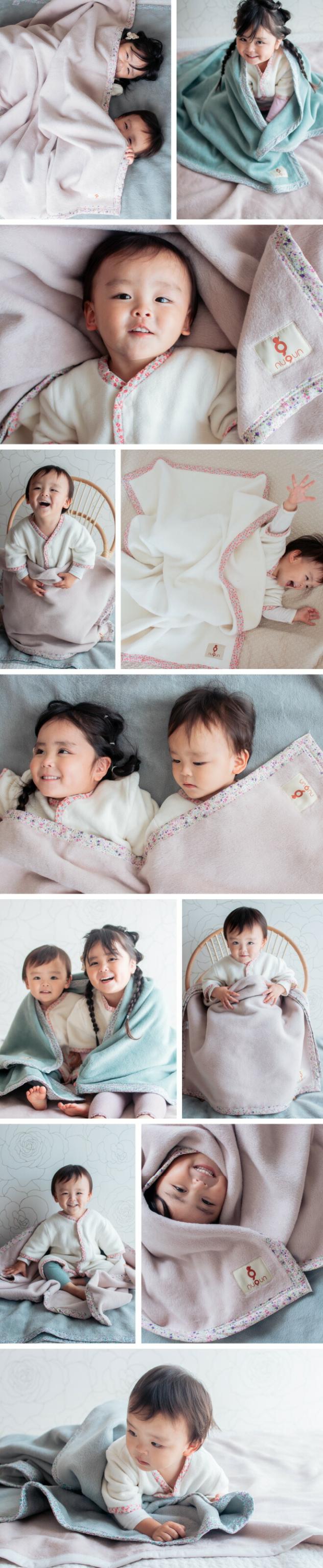 nuQun-ヌクン-の綿毛布ぬくもりケットは赤ちゃんに有害な素材を使用しておりません。なめても安心。出産祝いやプレゼントに、のし等おつけできます。大判サイズとベビーサイズの2サイズご用意