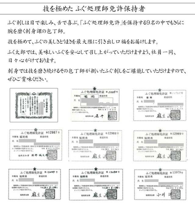 ふぐ料理専門「ふく太郎本部」について