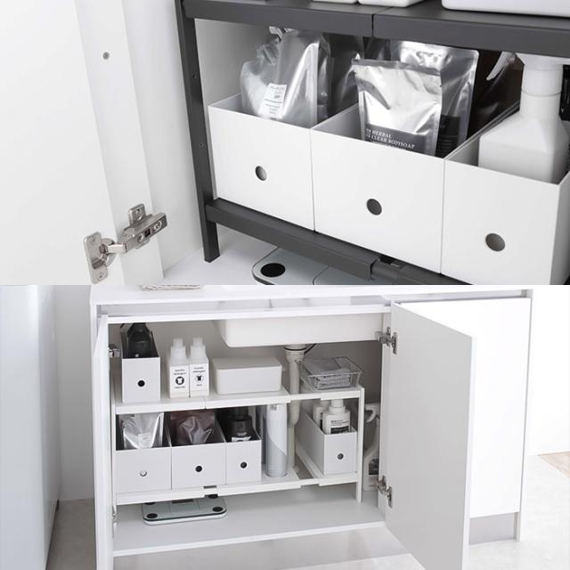 伸縮シンク下ラック 2段 D40 タワー（ホワイト）（ブラック）