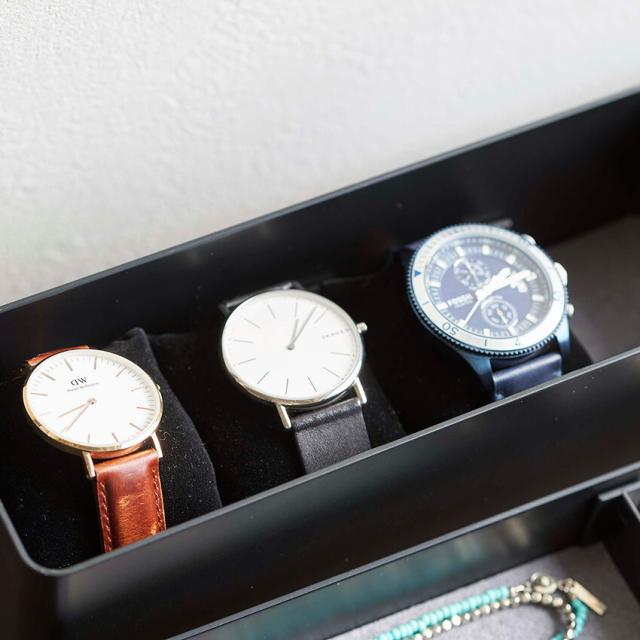 RIN トレー付きスリムアクセサリー＆時計ケース