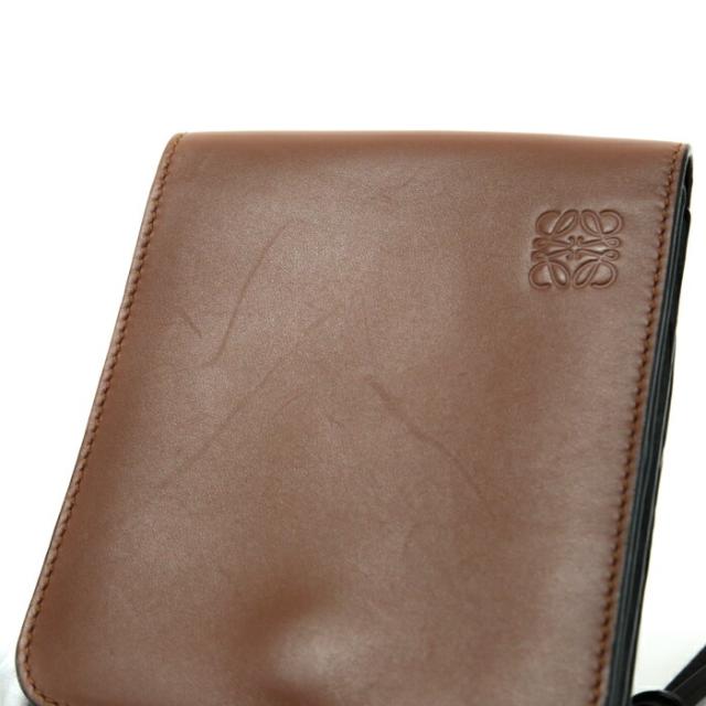 【Bランク】 ロエベ LOEWE フラット ガセット クロスボディ カーフレザー アナグラム 335.54Z33 ミニ ショルダーバッグ スマホショルダー フォンポーチ 斜め掛け 肩掛け ポシェット レディース メンズ ブラウン 中古 mbf15005