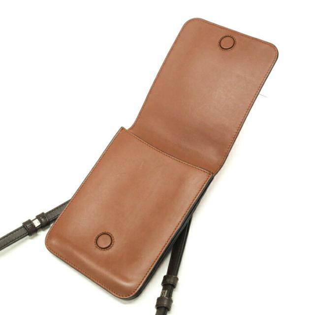 【Bランク】 ロエベ LOEWE フラット ガセット クロスボディ カーフレザー アナグラム 335.54Z33 ミニ ショルダーバッグ スマホショルダー フォンポーチ 斜め掛け 肩掛け ポシェット レディース メンズ ブラウン 中古 mbf15005