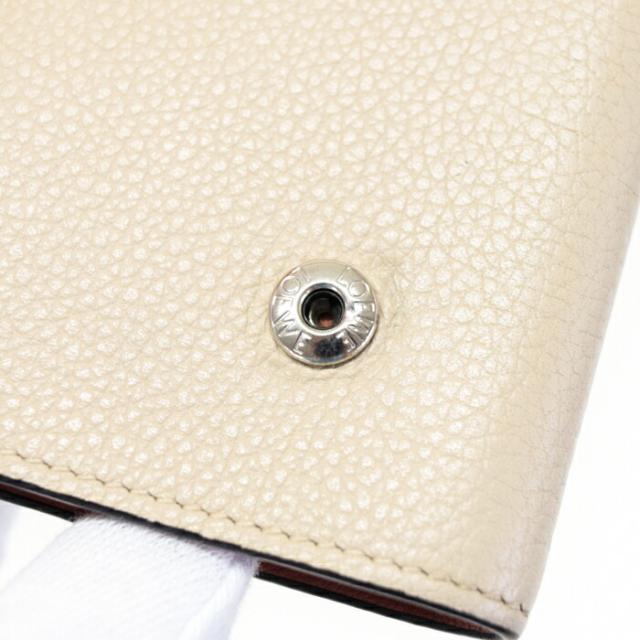 【Bランク】 ロエベ LOEWE トライフォールド ウォレット ソフトグレインカーフ (レザー) 124.12AB41 三つ折り財布 かぶせ蓋 ミディアムウォレット ミニ財布 レディース ライトオーツ (ベージュ) / ハニー (オレンジ ) 正規品 中古 mbl16022
