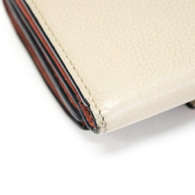 【Bランク】 ロエベ LOEWE トライフォールド ウォレット ソフトグレインカーフ (レザー) 124.12AB41 三つ折り財布 かぶせ蓋 ミディアムウォレット ミニ財布 レディース ライトオーツ (ベージュ) / ハニー (オレンジ ) 正規品 中古 mbl16022