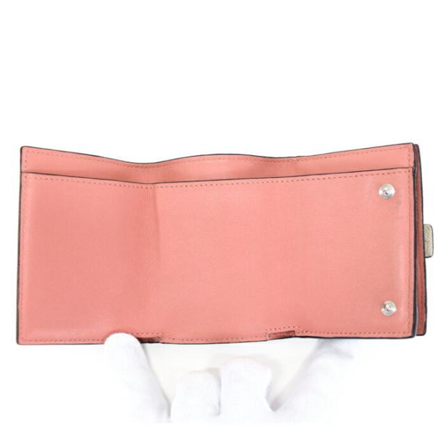 【Bランク】 ロエベ LOEWE トライフォールド ウォレット ソフトグレインカーフ (レザー) 124.12AB41 三つ折り財布 かぶせ蓋 ミディアムウォレット ミニ財布 レディース ライトオーツ (ベージュ) / ハニー (オレンジ ) 正規品 中古 mbl16022
