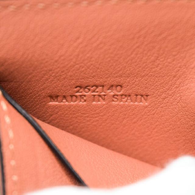 【Bランク】 ロエベ LOEWE トライフォールド ウォレット ソフトグレインカーフ (レザー) 124.12AB41 三つ折り財布 かぶせ蓋 ミディアムウォレット ミニ財布 レディース ライトオーツ (ベージュ) / ハニー (オレンジ ) 正規品 中古 mbl16022