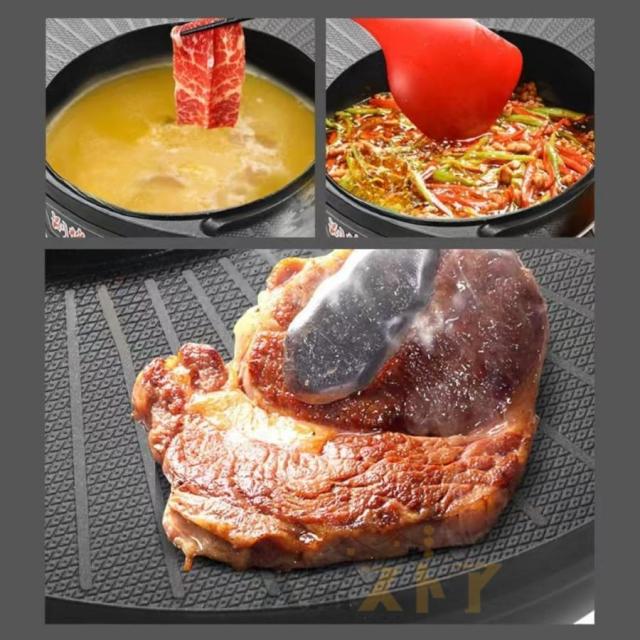 ホットプレート 焼肉 無煙 焼肉プレート 平面プレート 2in1 ブラック