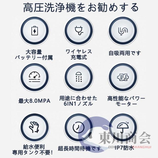 高圧洗浄機 コードレス 充電式 マキタ バッテリー互換 強力 6IN1ノズル 8.0MPa 高圧洗浄 軽量 低騒音 電動工具 家庭用 洗車 外壁掃除 2025新品