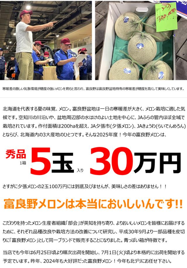 富良野メロン 2025 初競り