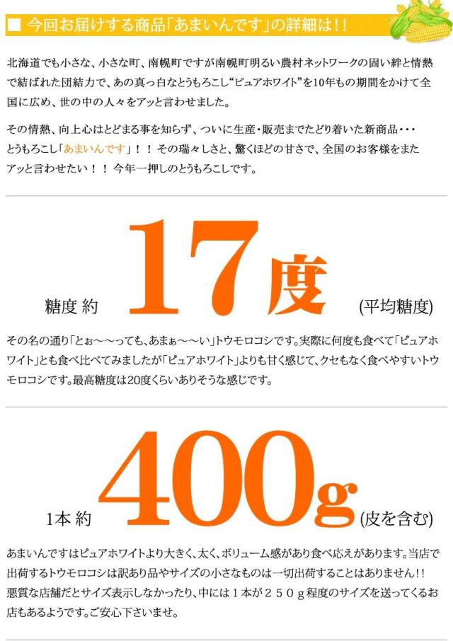 北海道産 南幌町とうもろこし あまいんです