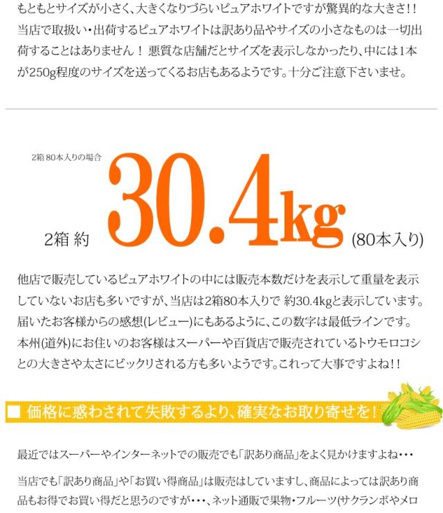 北海道産 南幌町とうもろこし ピュアホワイト