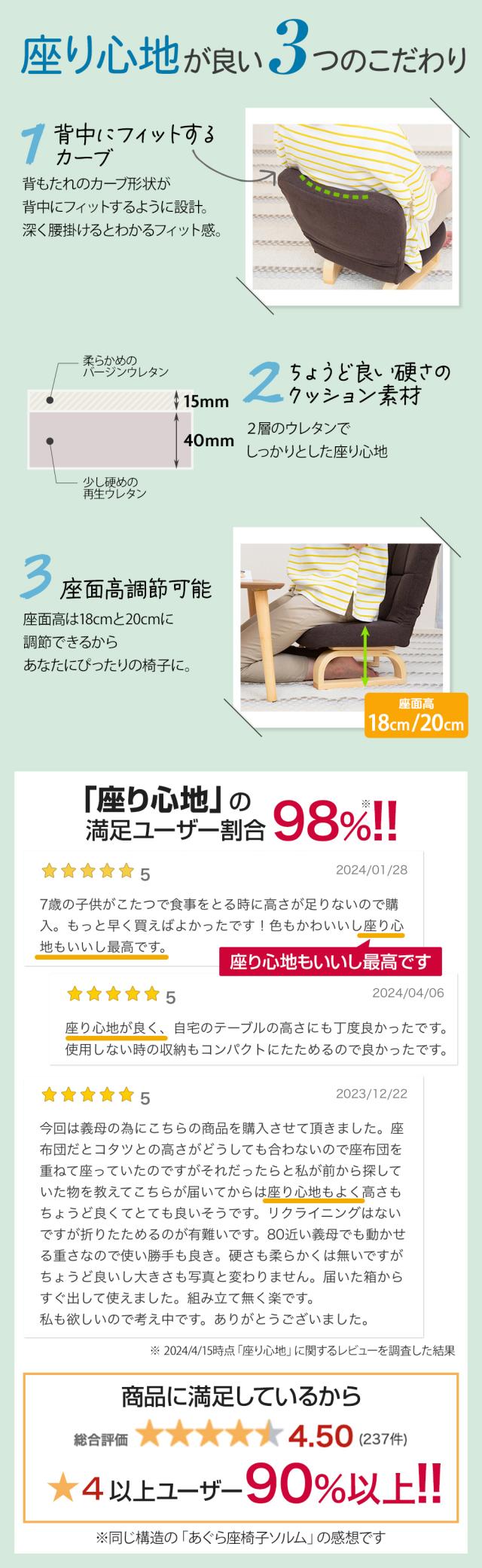 座り心地が良い