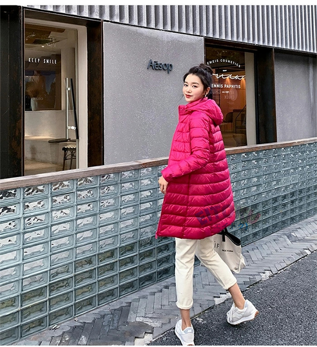 ダウンコート ダウンジャケット レディース 収納付き ロン丈 軽量 薄型