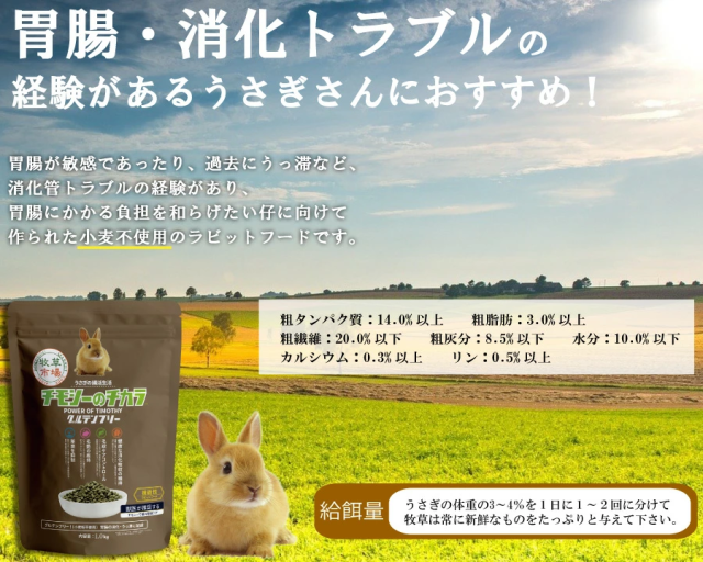 チモシーのチカラ ラビットフード 胃腸・消化トラブルの経験があるうさぎさんにおすすめ！