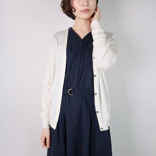 ウォッシャブルシルク100％Vネックカーディガン