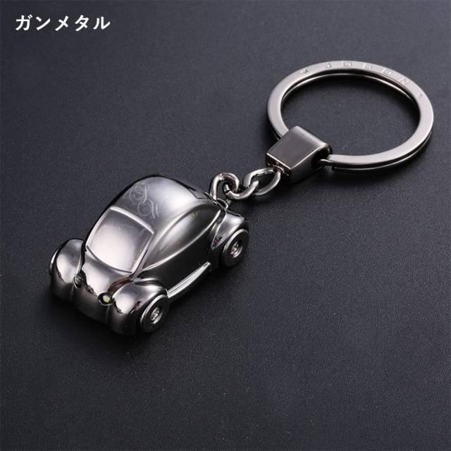 ライト付き車モチーフキーホルダー 亜鉛合金 シンプル キーリング メンズ
