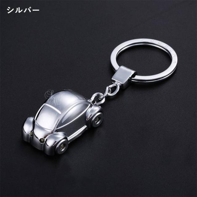 ライト付き車モチーフキーホルダー 亜鉛合金 シンプル キーリング メンズ
