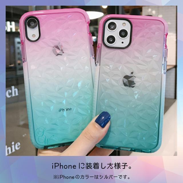 iPhoneケース クリア 透明 ケース かわいい キラキラ クリア素材 グラデーション パターン