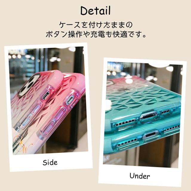 iPhoneケース クリア 透明 ケース かわいい キラキラ クリア素材 グラデーション パターン