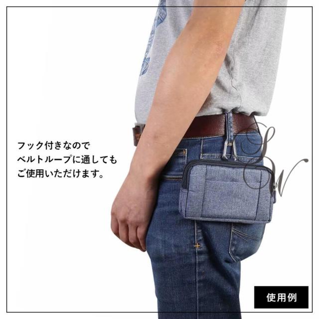 スマホポーチ おしゃれ 横型  メンズ レディース カラビナ付き ウエストポーチ 