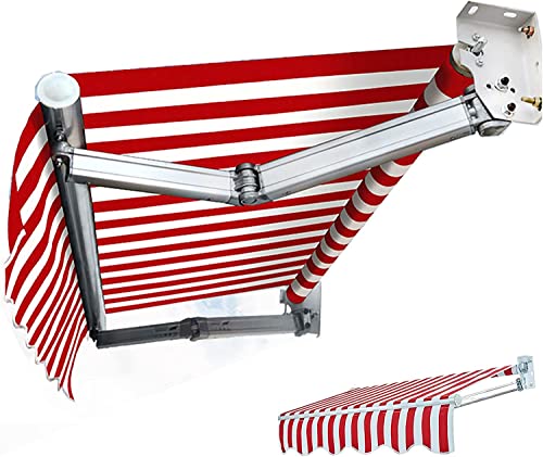 オーニングシェード日除けシェード，DIYキットパティオ手動格納式キャノピーオーニングアンチUVおよび防水折錦アウトドアオーニングアルミ合金サン3*1.5m