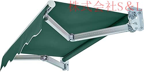 オーニングシェード 日除け，DIYキット 株式会社S＆L パティオ手動格納式キャノピーオーニング アンチUVおよび防水折 アウトドアオーニングアルミ合金サン3*1.5m
