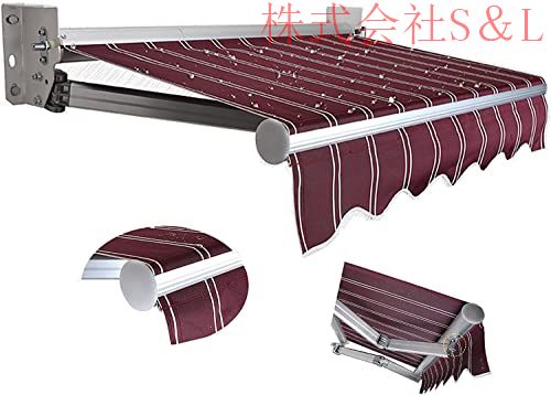 オーニングシェード日除けシェード，DIYキットパティオ手動格納式キャノピーオーニングアンチUVおよび防水折S＆Lアウトドアオーニングアルミ合金サン3*1.5m