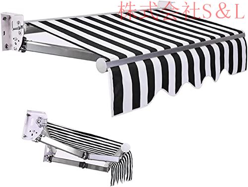 オーニングシェード日除けシェード，DIYキットパティオ手動格納式キャノピーオーニングアンチUVおよび防水折S＆Lアウトドアオーニングアルミ合金サン3*1.5m