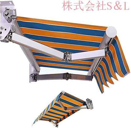 オーニングシェード日除けシェード，DIYキットパティオ手動格納式キャノピーオーニングアンチUVおよび防水折S＆Lアウトドアオーニングアルミ合金サン3*1.5m