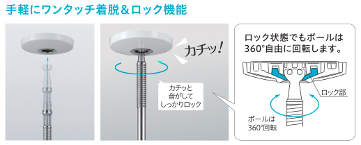 手軽にポールが取り外せる物干し金物室内天井吊り下げSPC型