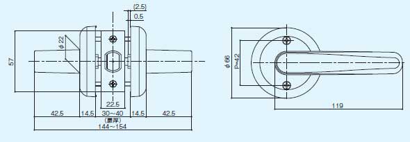 室内ドア交換用レバーハンドル錠サイズ