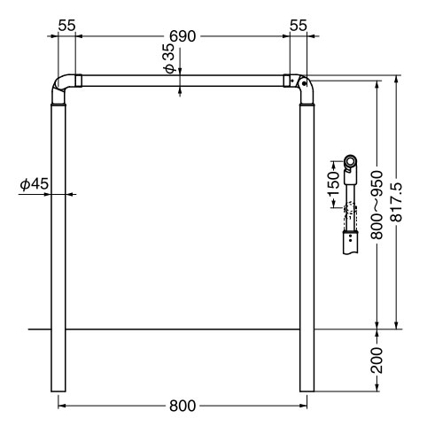 角度と高さが簡単に調整できる屋外玄関アプローチ手すりサイズ