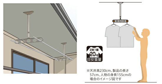 屋外ベランダ軒天用物干し金具(ホスクリーン)設置イメージ