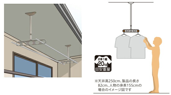 屋外ベランダ軒天用物干し金具(ホスクリーン)設置イメージ